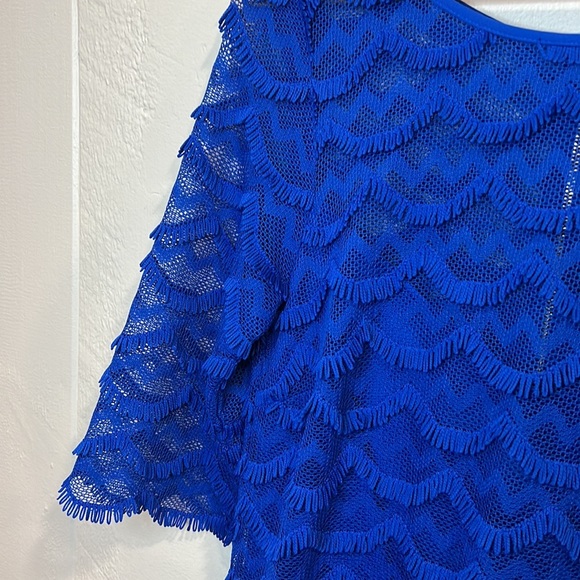 Blue Scalloped Dress w Lace and lining - Picture 5 of 9